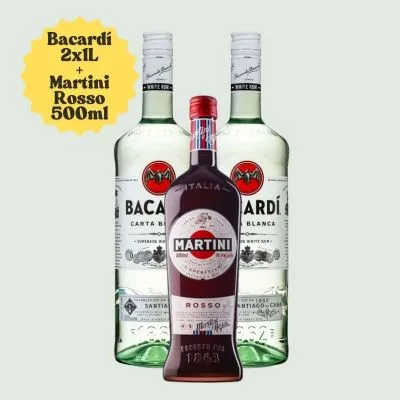 Bacardí + Martini Rosso 2 x 1 L + 50 cl